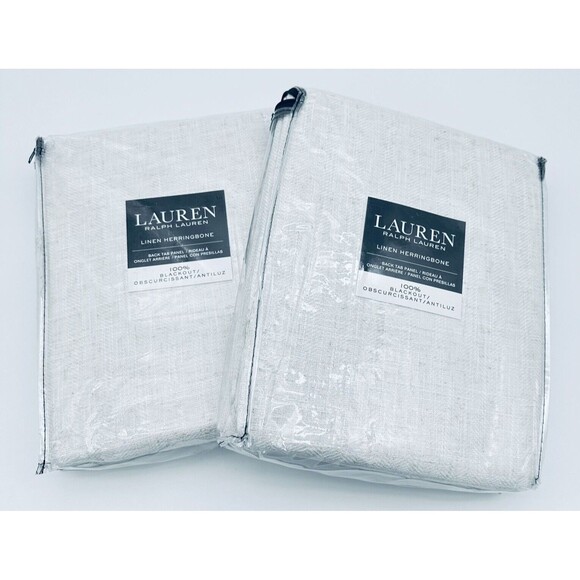 Lauren Ralph Lauren Back Tab Rod Pocket Curtains 52x84 Natural 2 Panels Linen